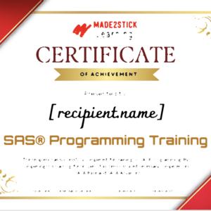 SAS Programming Training Course Completion Certificate